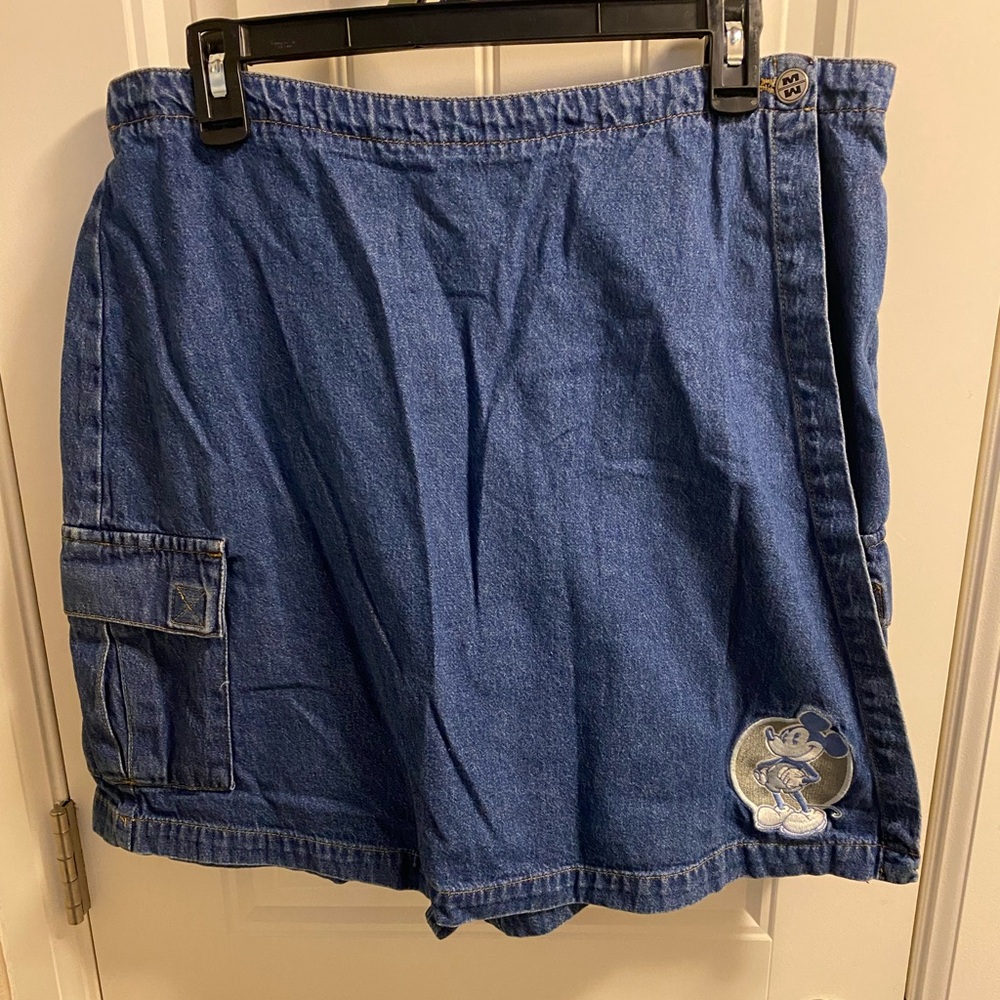 Vintage Disney Catalog XL Jeans Skort 100 Cotton Mickey Mouse Shorts Skirt Blue